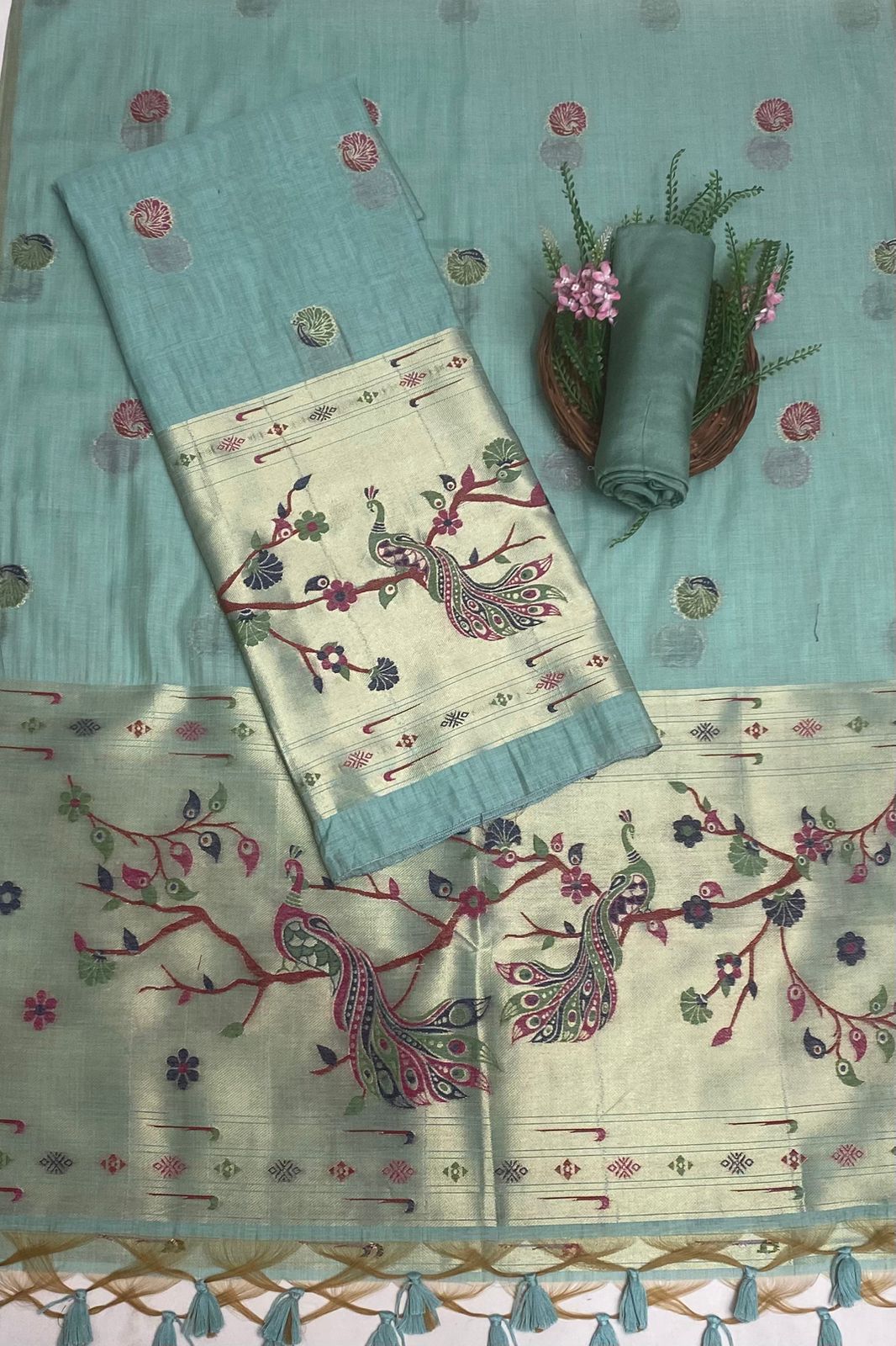 Jamdani Light Sea Green Suit Fabric / Jamdani Suits