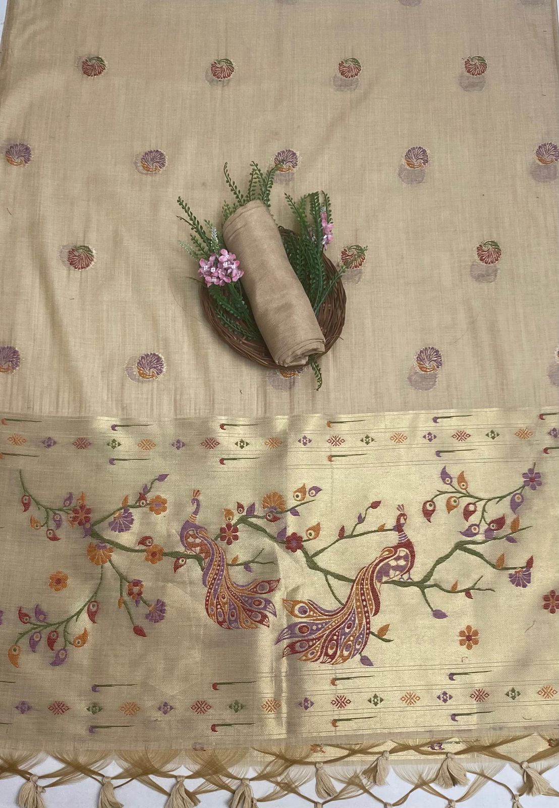 Jamdani Skin Beige Suit Fabric / Jamdani Suits