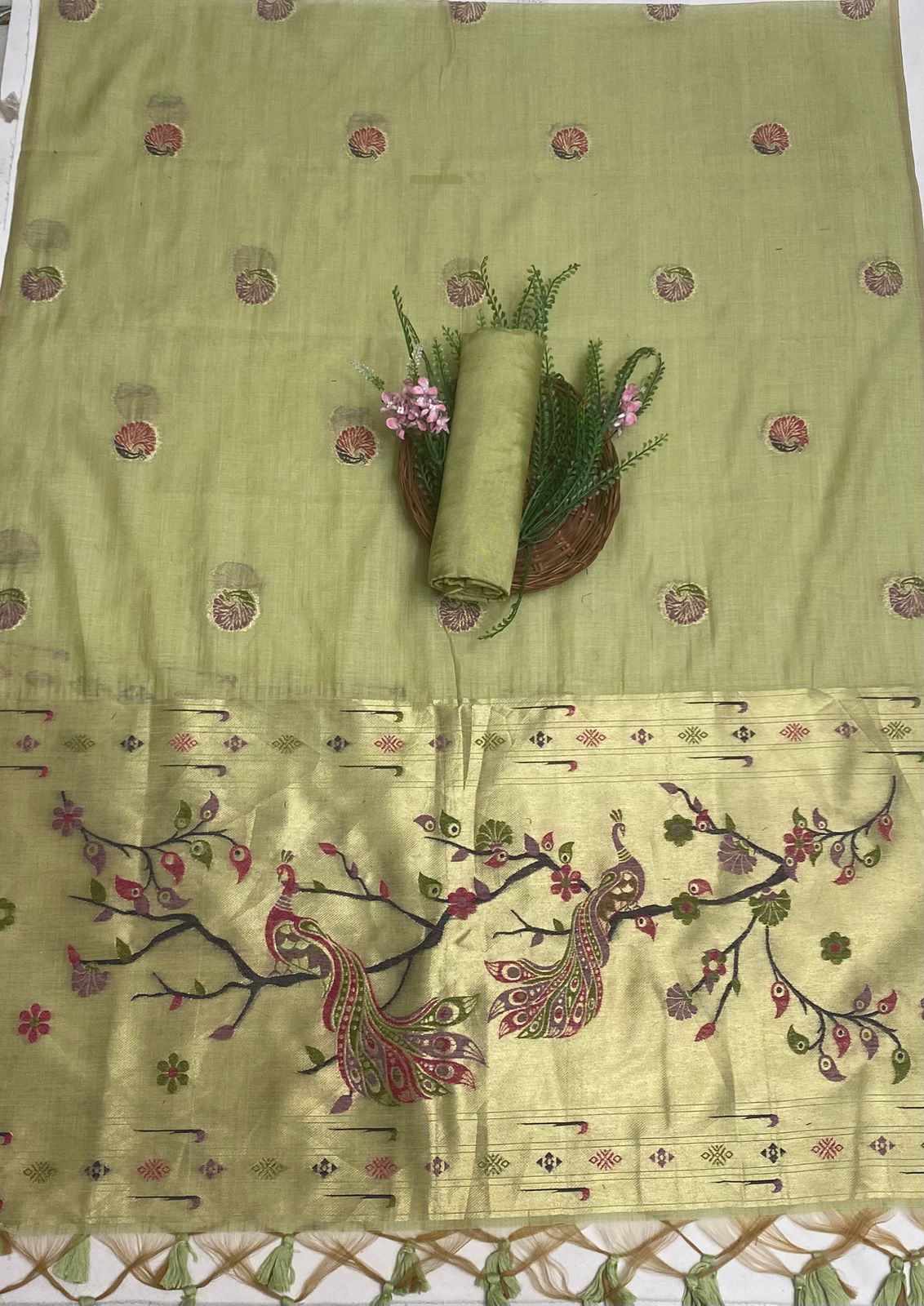 Jamdani Pista Green Suit Fabric / Jamdani Suits