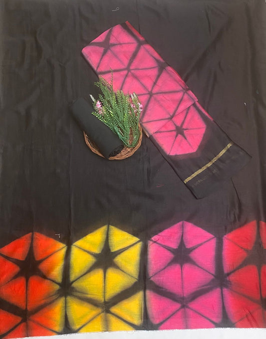 Pure Maheshwari Black Suit Fabric / Festive Vibe