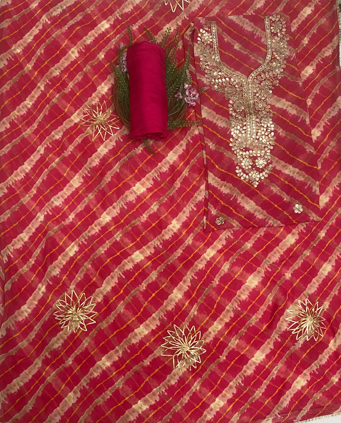 Georgette Magenta Suit Fabric / Festive Vibe