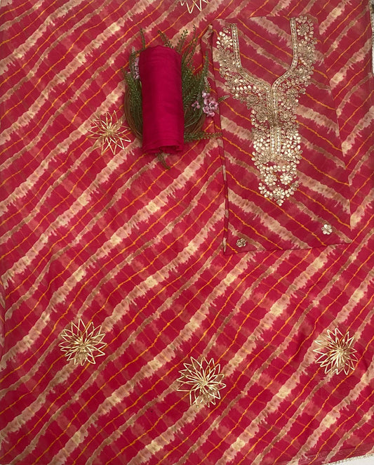 Georgette Magenta Suit Fabric / Festive Vibe