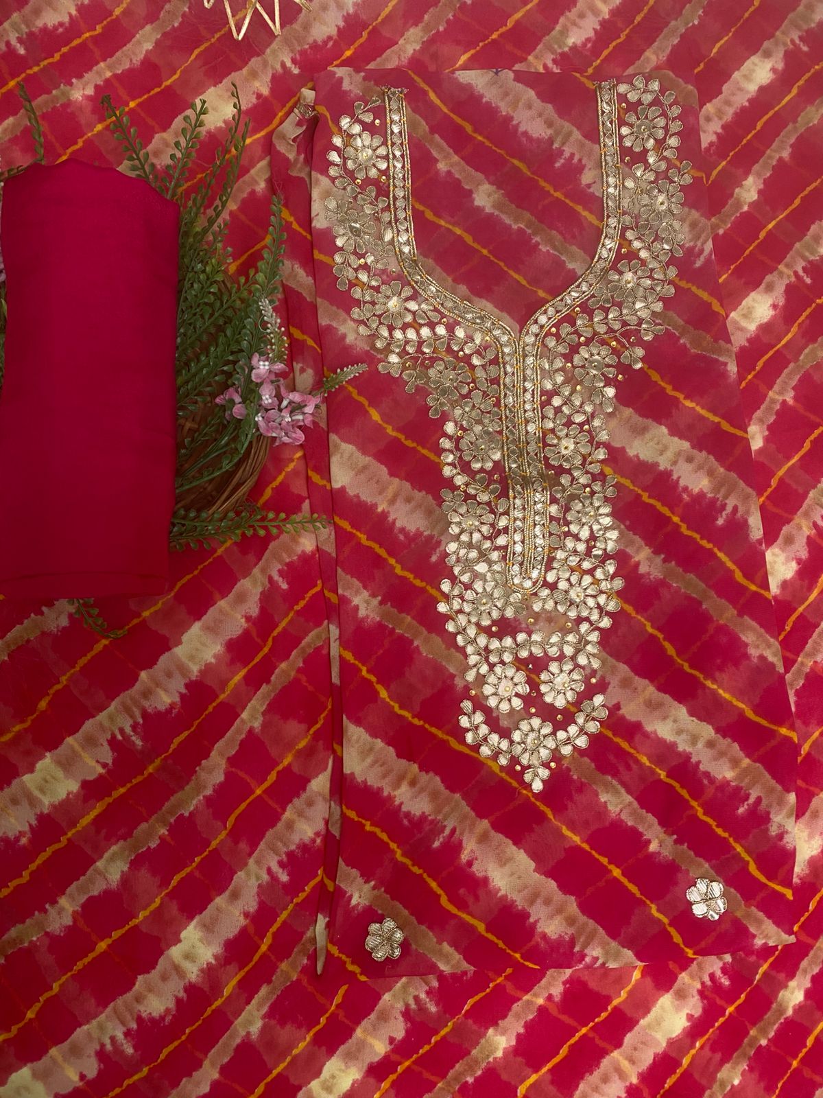 Georgette Magenta Suit Fabric / Festive Vibe