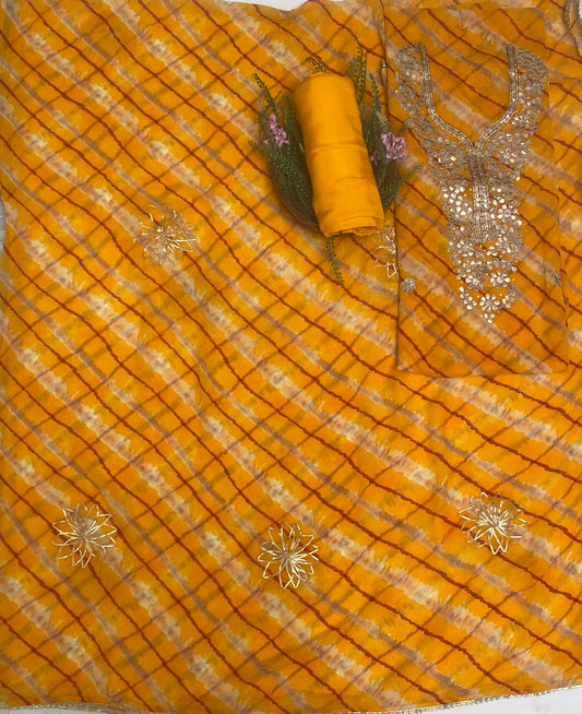 Georgette Yellow Suit Fabric / Festive Vibe