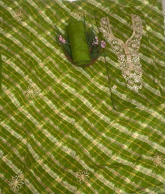 Georgette Green Suit Fabric / Festive Vibe