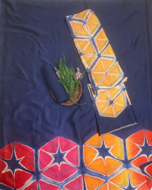 Pure Maheshwari Blue Suit Fabric / Festive Vibe