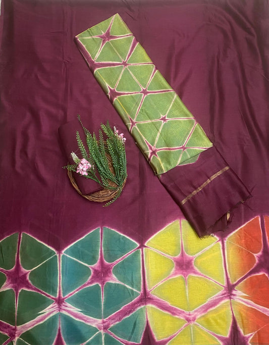 Pure Maheshwari Wine Suit Fabric / Festive Vibe