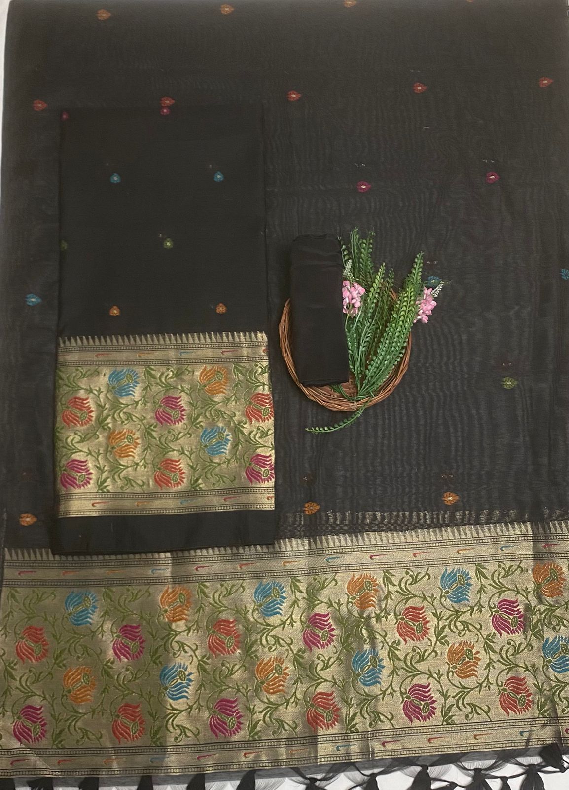 Jamdani Black Suit Fabric / Jamdani Suits