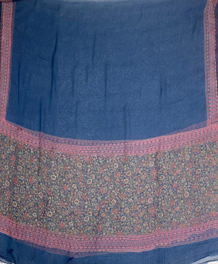 Crepe Navy Blue Suit Fabric / Phoolon Ka Ghar