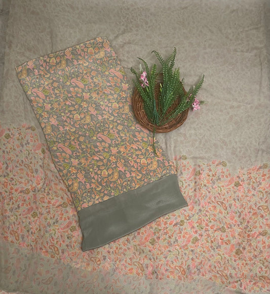 Crepe Dusty Pista Suit Fabric / Phoolon Ka Ghar