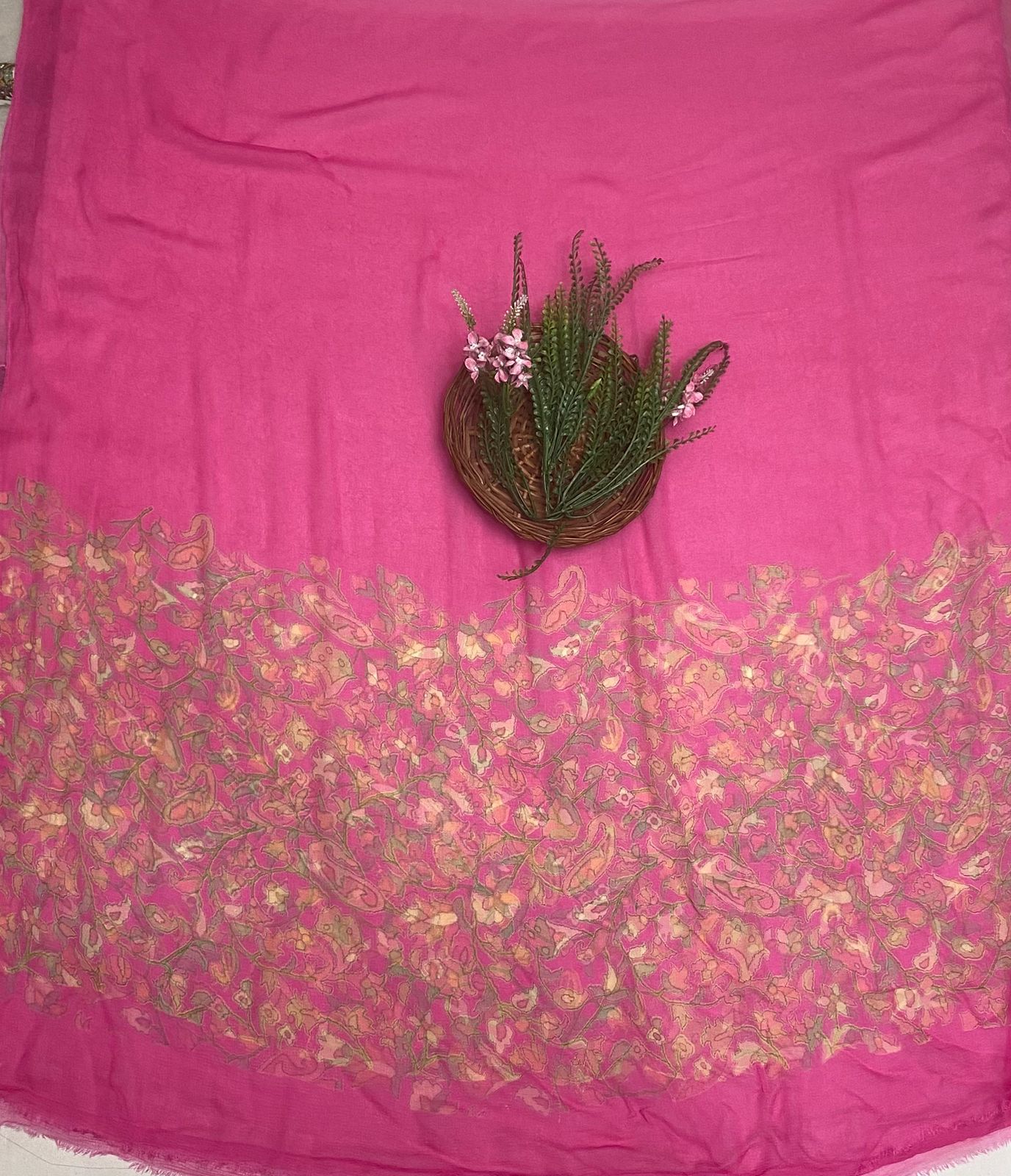 Crepe Pink Suit Fabric / Phoolon Ka Ghar