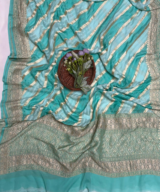 Pure Khaddi Georgette Sea Green Dupatta Fabric / Banarasi Baithak