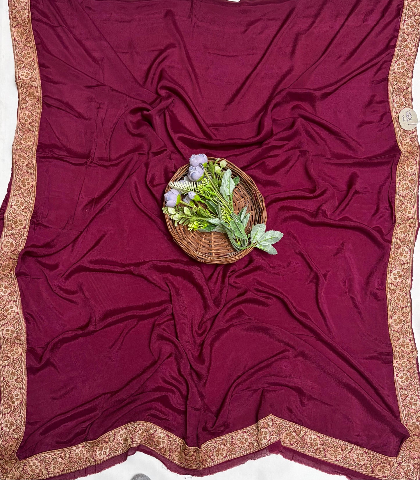 Pure Khaddi Georgette Wine Suit Fabric / Banarasi Baithak