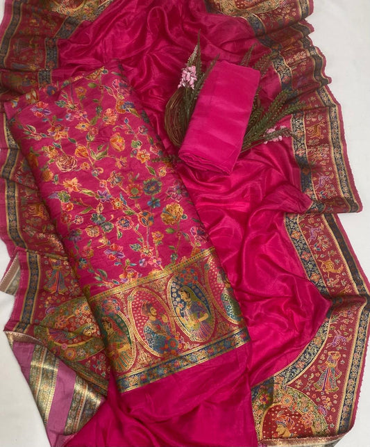 Banarasi Magenta Suit Fabric / Festive Vibe
