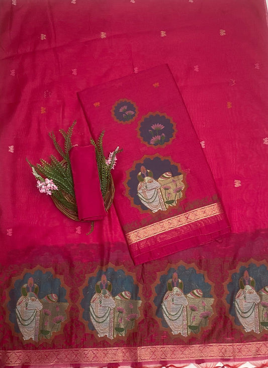 Jamdani Magenta Suit Fabric / Jamdani Suits