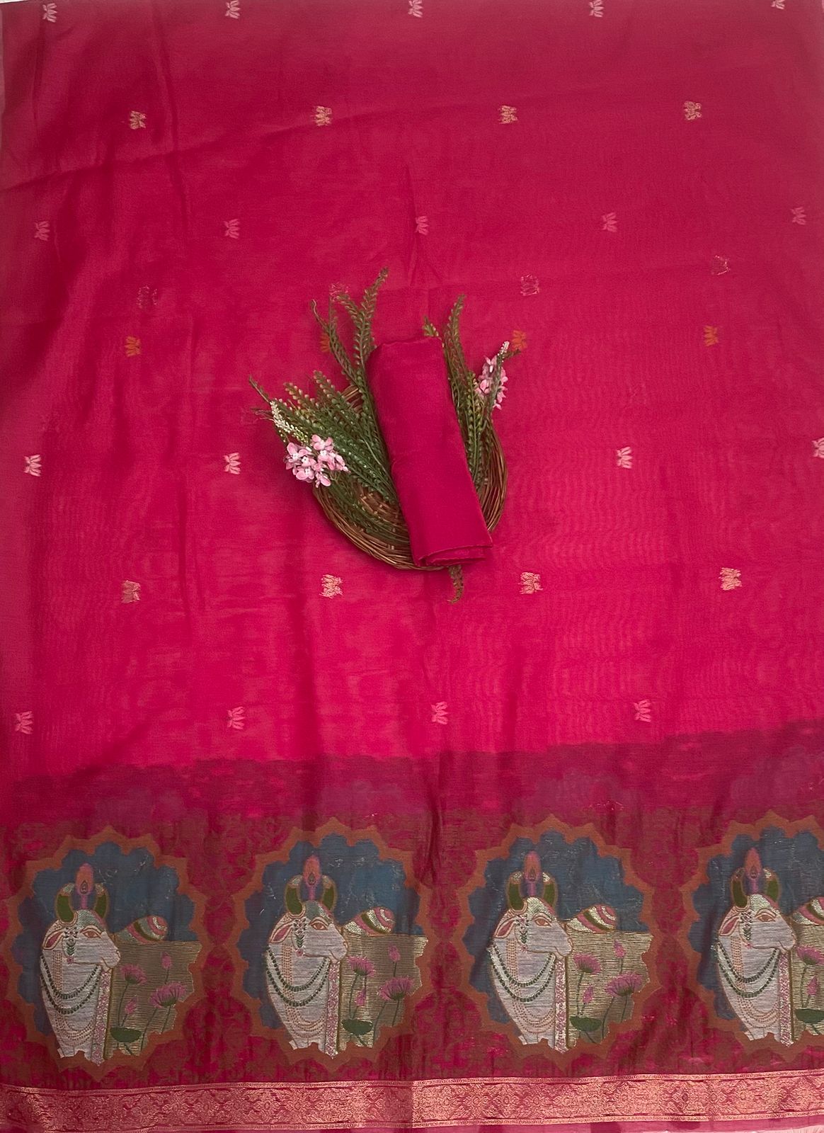 Jamdani Magenta Suit Fabric / Jamdani Suits