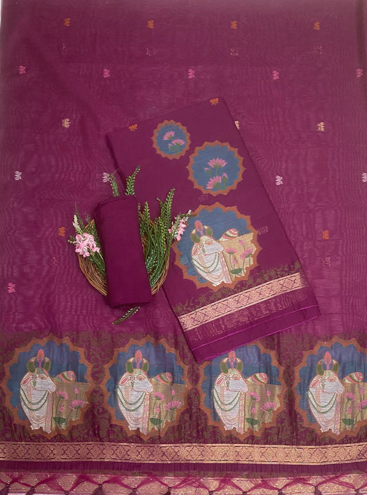Jamdani Wine Suit Fabric / Jamdani Suits