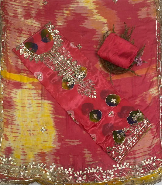 Crepe Carrot Pink Suit Fabric / Festive Vibe