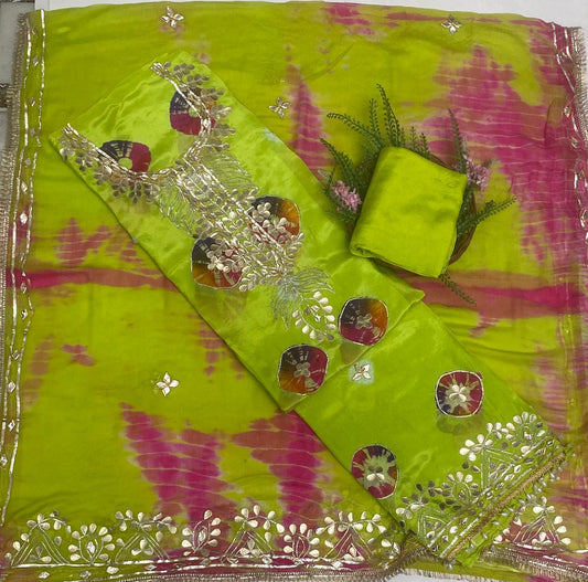 Crepe Green Suit Fabric / Festive Vibe