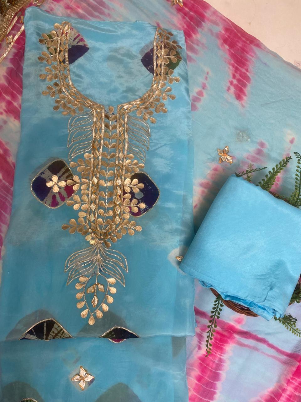 Crepe Blue Suit Fabric / Festive Vibe