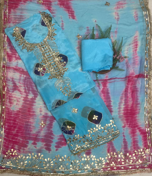 Crepe Blue Suit Fabric / Festive Vibe