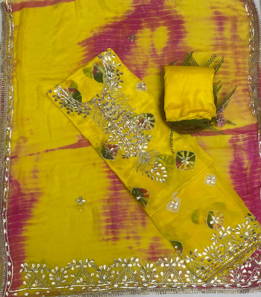 Crepe Yellow Suit Fabric / Festive Vibe