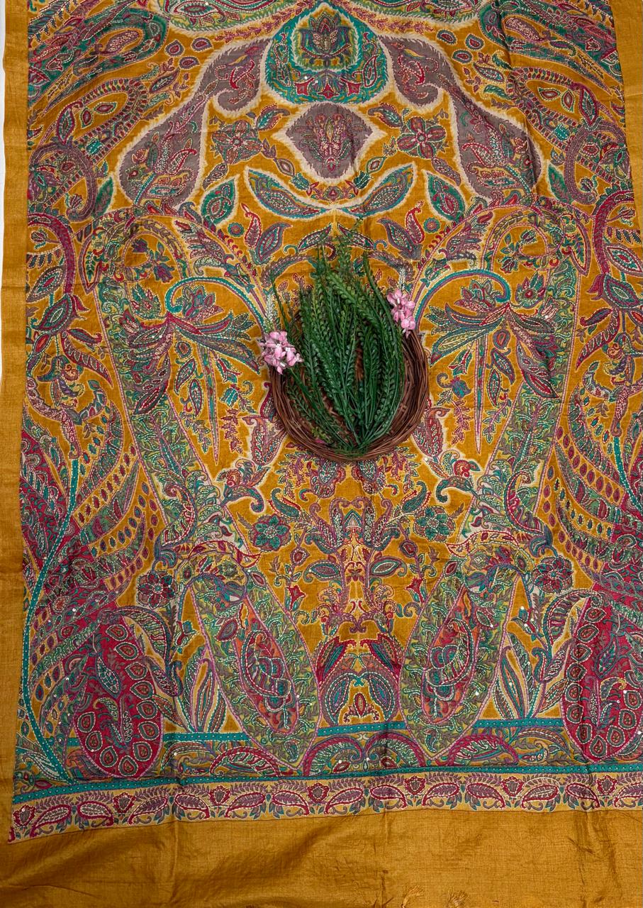 Pure Munga Silk Mustard Suit Fabric / Pure Munga Silk Suits