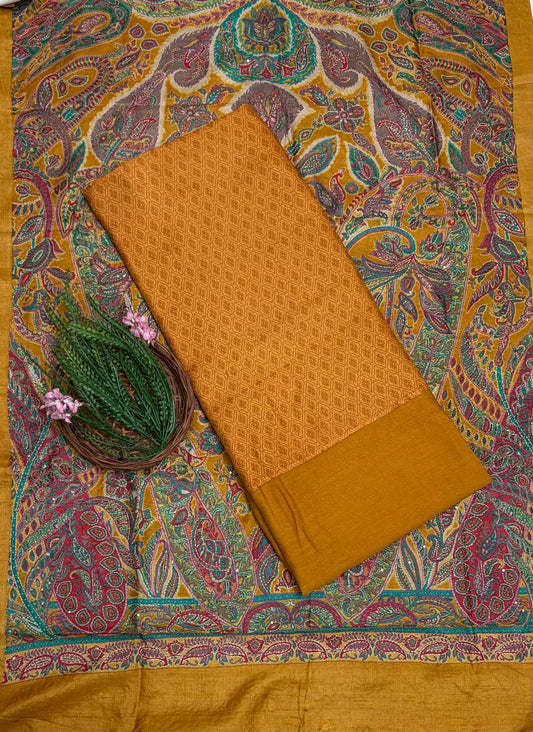 Pure Munga Silk Mustard Suit Fabric / Pure Munga Silk Suits