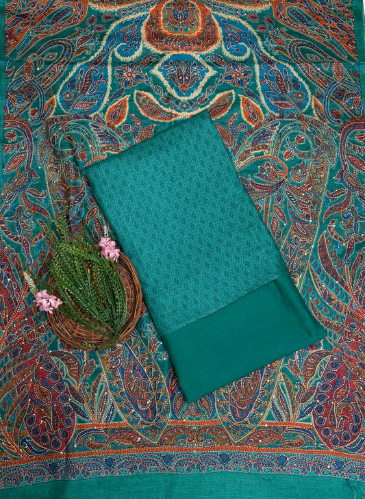 Pure Munga Silk  Sea Green Suit Fabric / Pure Munga Silk Suits