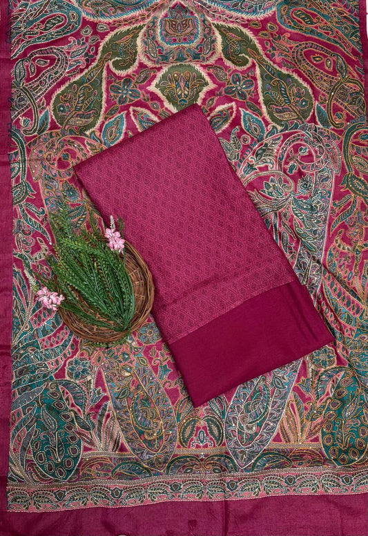 Pure Munga Silk Wine Suit Fabric / Pure Munga Silk Suits