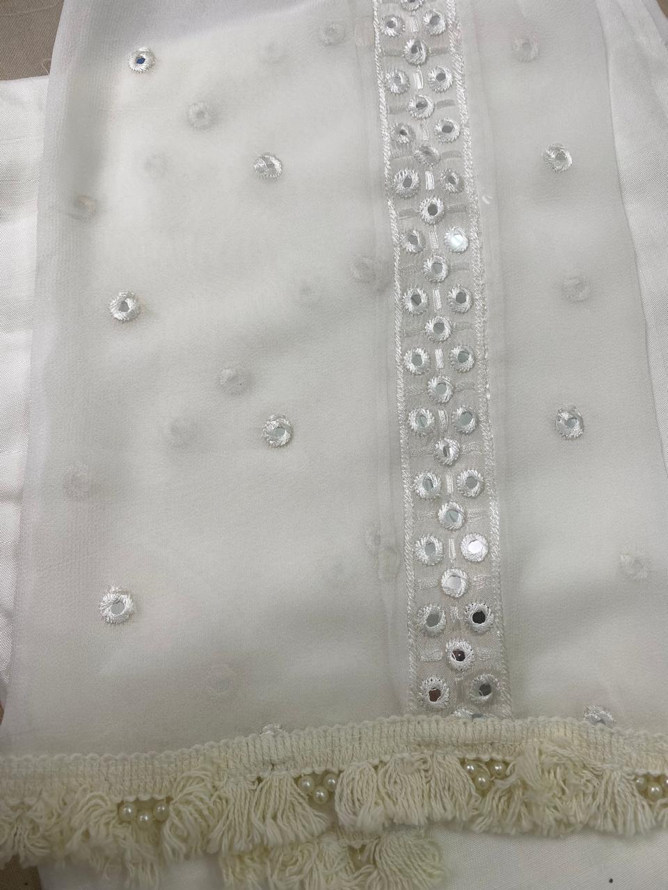 Georgette White Suit Fabric / Magic Of Resham 2025