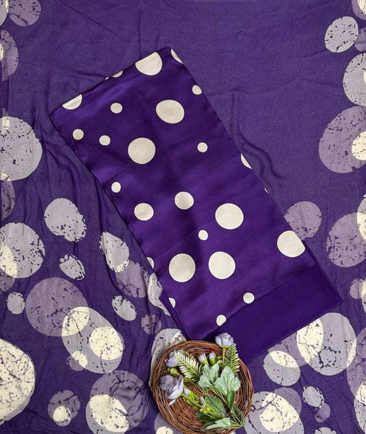 Satin Polka Purple Suit Fabric/ Polka Story
