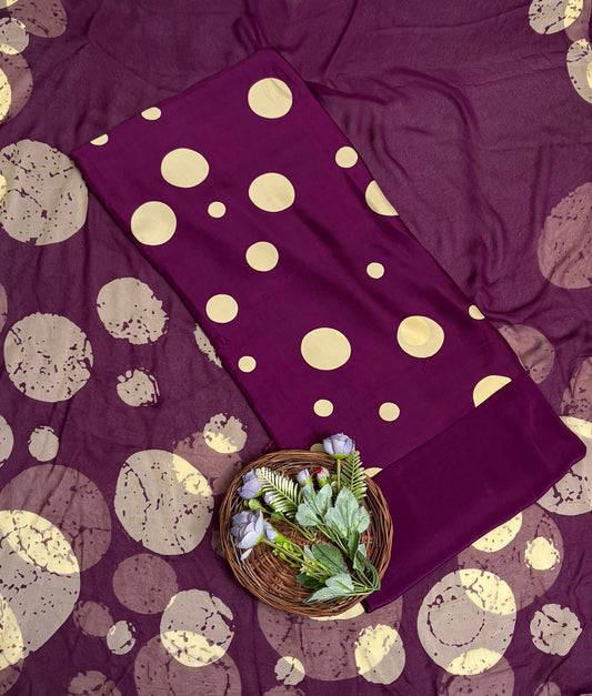 Satin Polka Wine Suit Fabric/ Polka Story