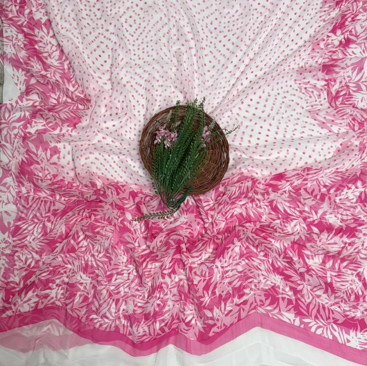 Crepe Pink Suit Fabric / Phoolon Ka Ghar