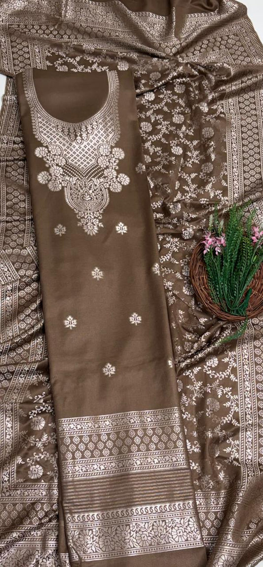 Pashmina Brown Suit Fabric/ Winter Suits