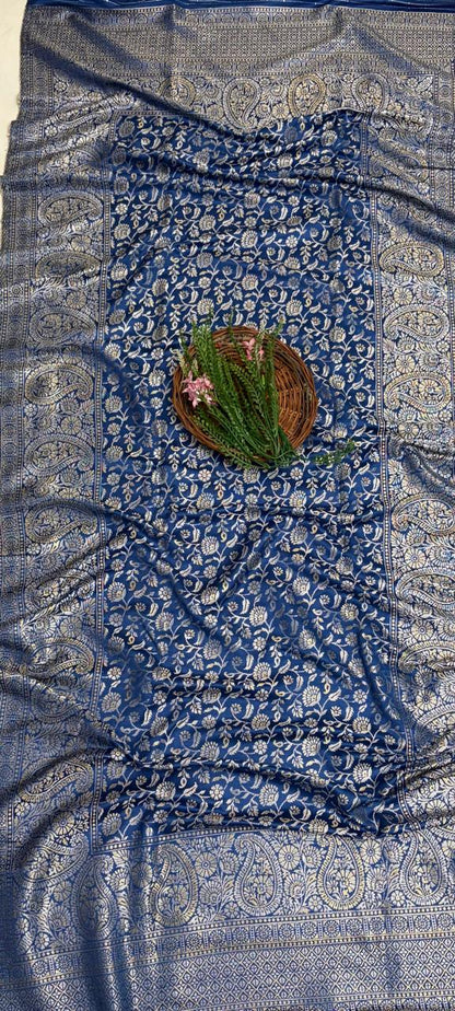 Banarasi Pashmina Blue Suit Fabric/ Winter Suits