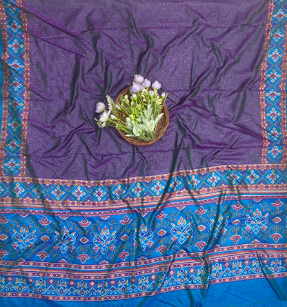 13A Patola Silk Blue With Purple Suit Fabric / CKC Patola Silk Suits