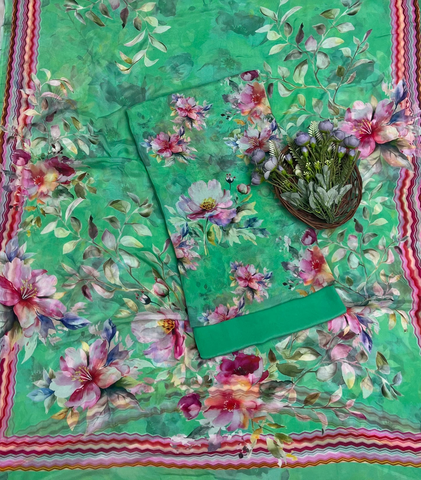 Ckc 425 Chinon Green Suit Fabric / CKC Phoolon Ka Ghar