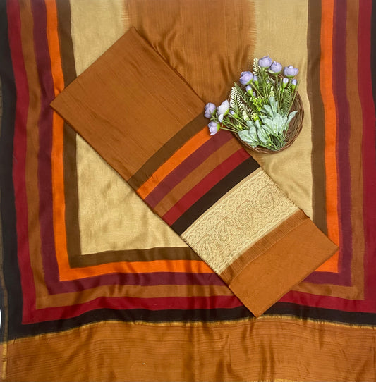 Pure Maheshwari Mustard Suit Fabric / CKC Maheshwari Suits