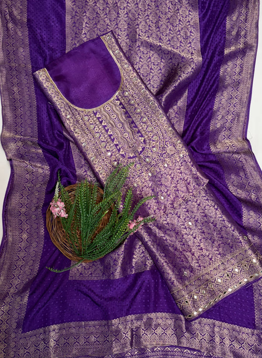 Banarasi Purple Suit Fabric / Karwachauth Collection