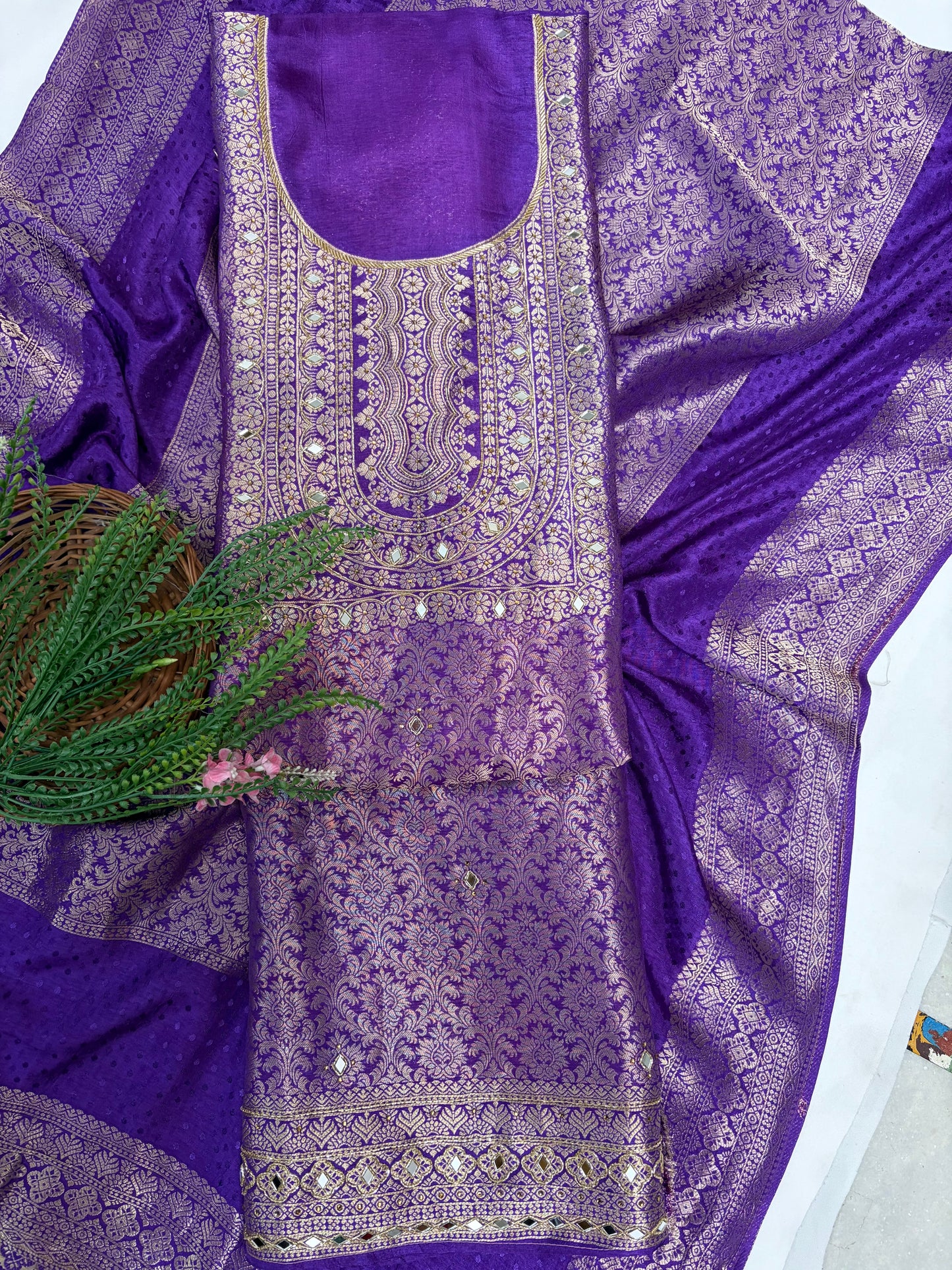 Banarasi Purple Suit Fabric / Karwachauth Collection