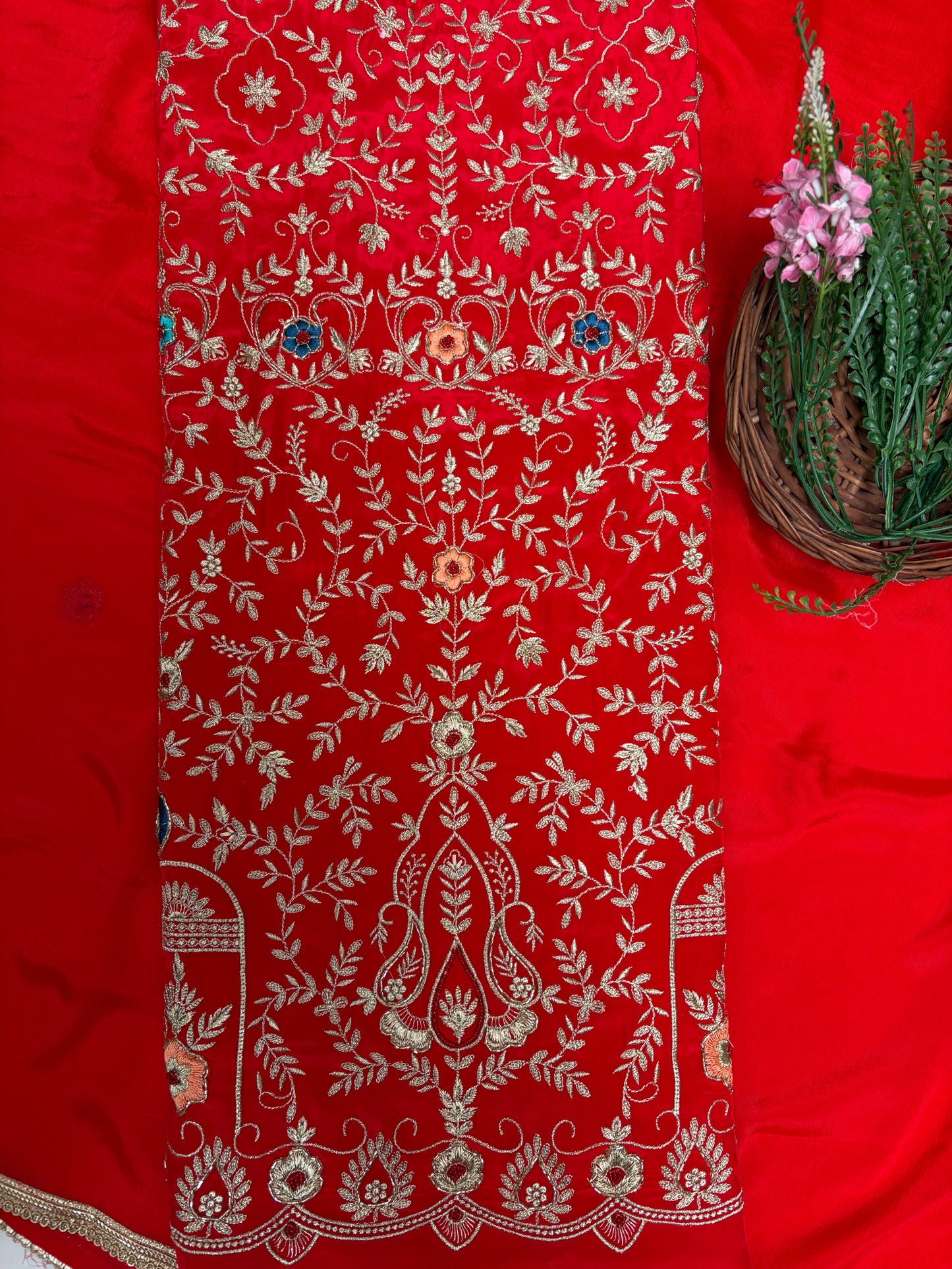 Crepe Red Suit Fabric / Karwachauth Collection
