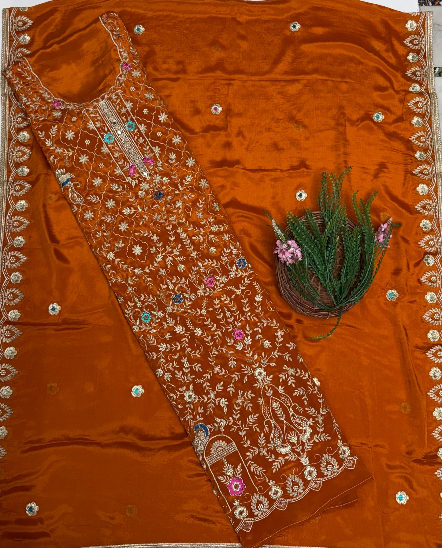 Crepe Mustard Suit Fabric / Karwachauth Collection