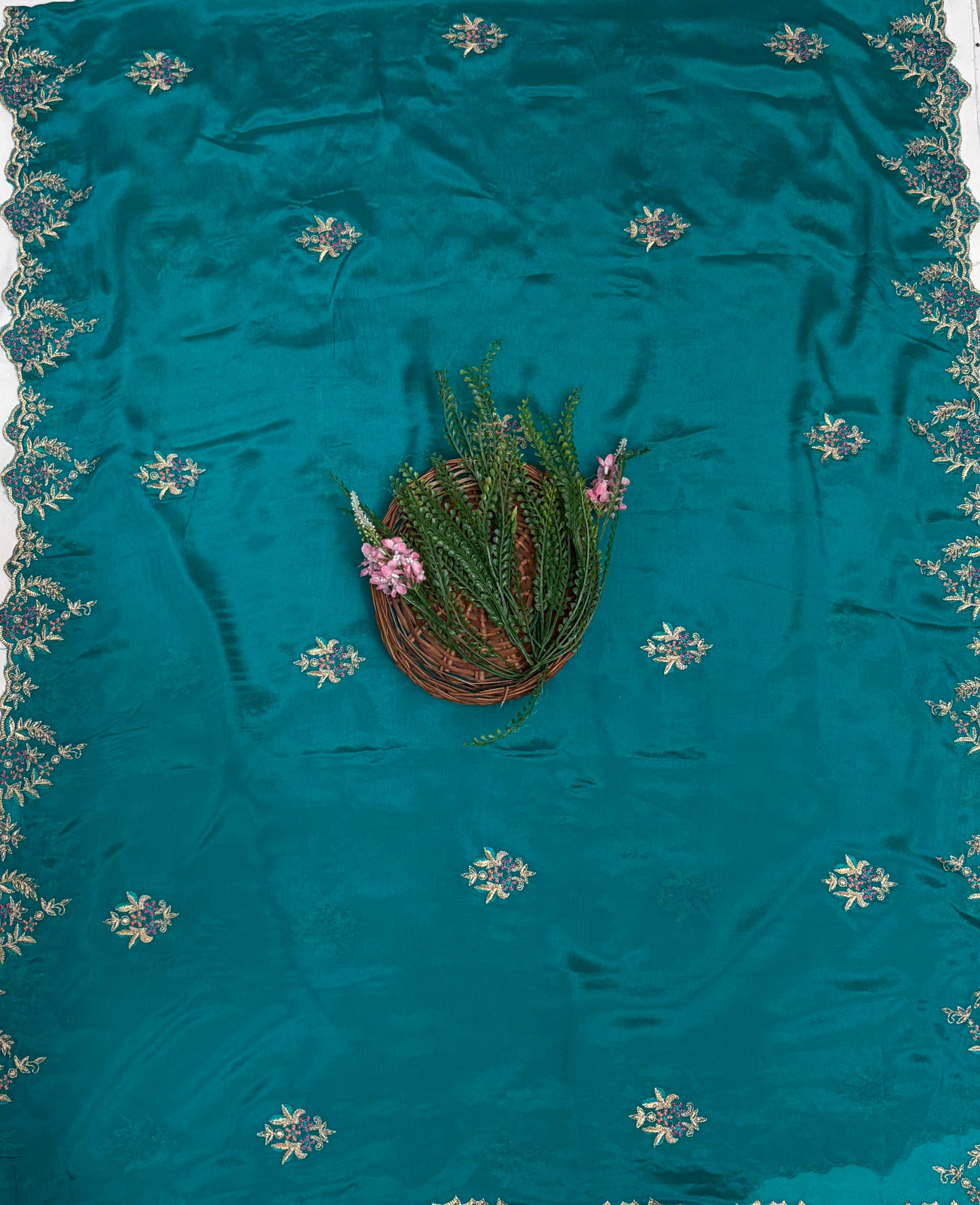 Crepe Sea Green Suit Fabric / Karwachauth Collection