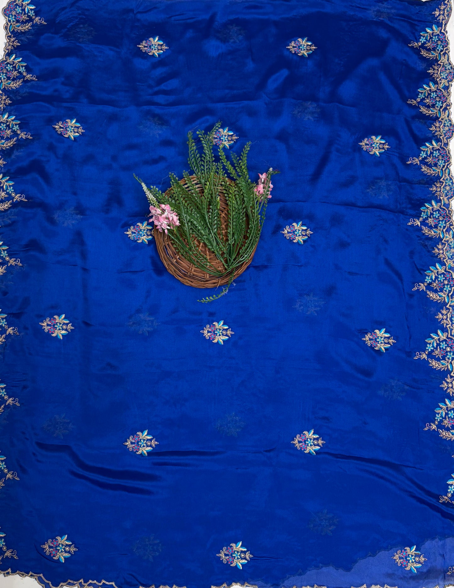 Crepe Blue Suit Fabric / Karwachauth Collection