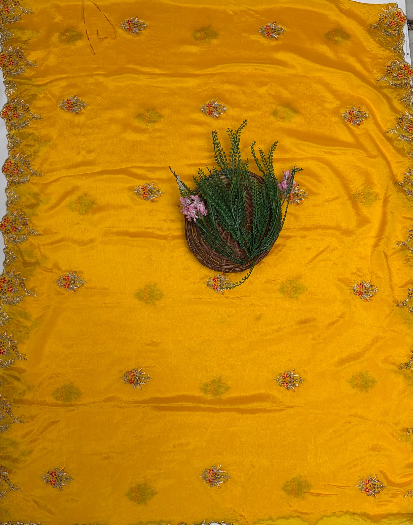 Crepe Yellow Suit Fabric / Karwachauth Collection
