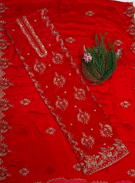 Crepe Red Suit Fabric / Karwachauth Collection