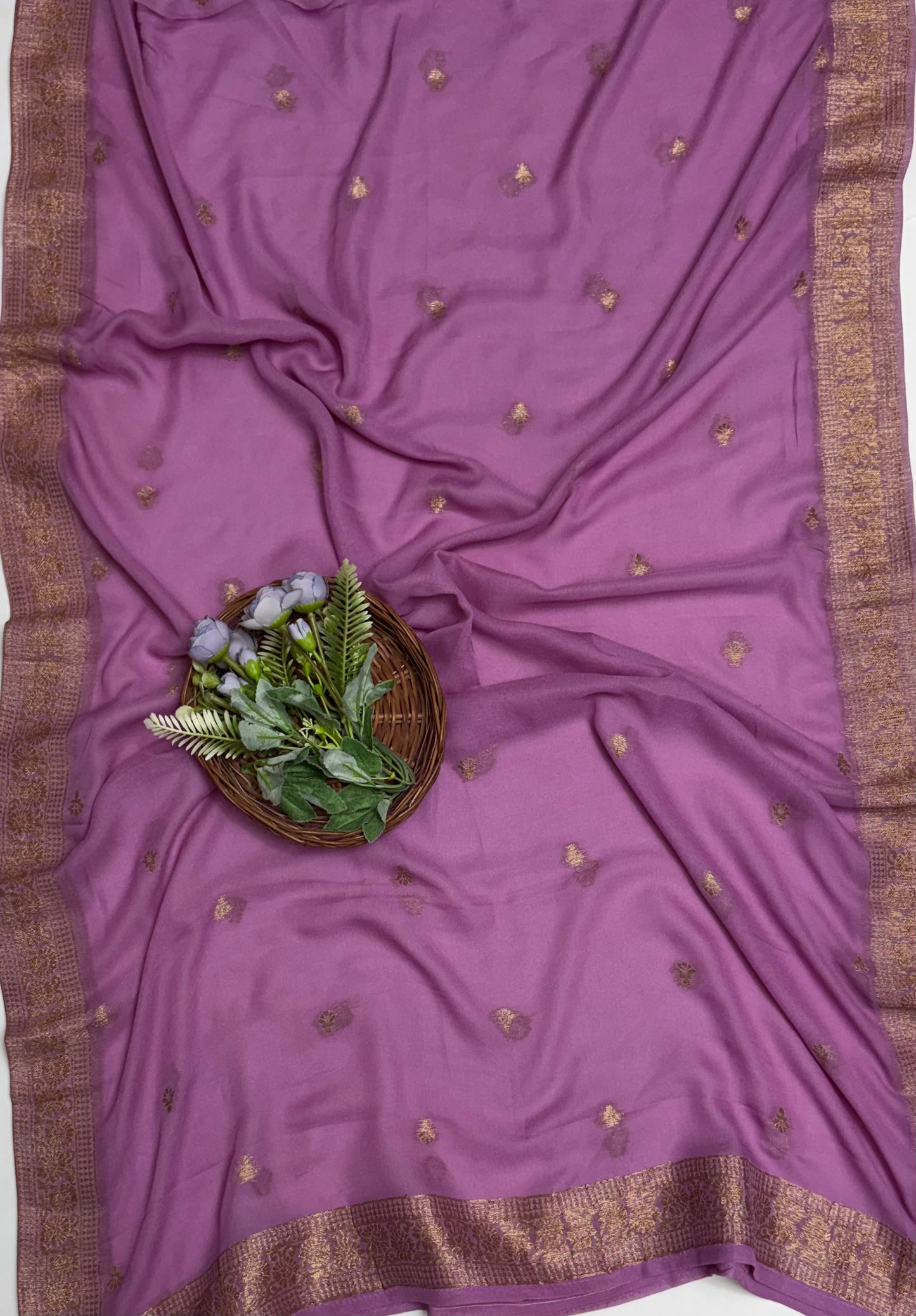 Georgette Banarasi Lilac Suit Fabric / Banarasi Baithak