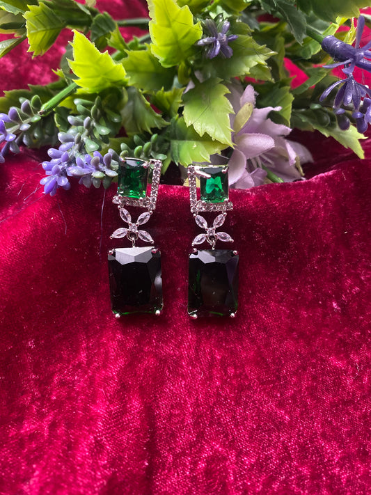 Silver AD Green Earring  / CKC Jewels