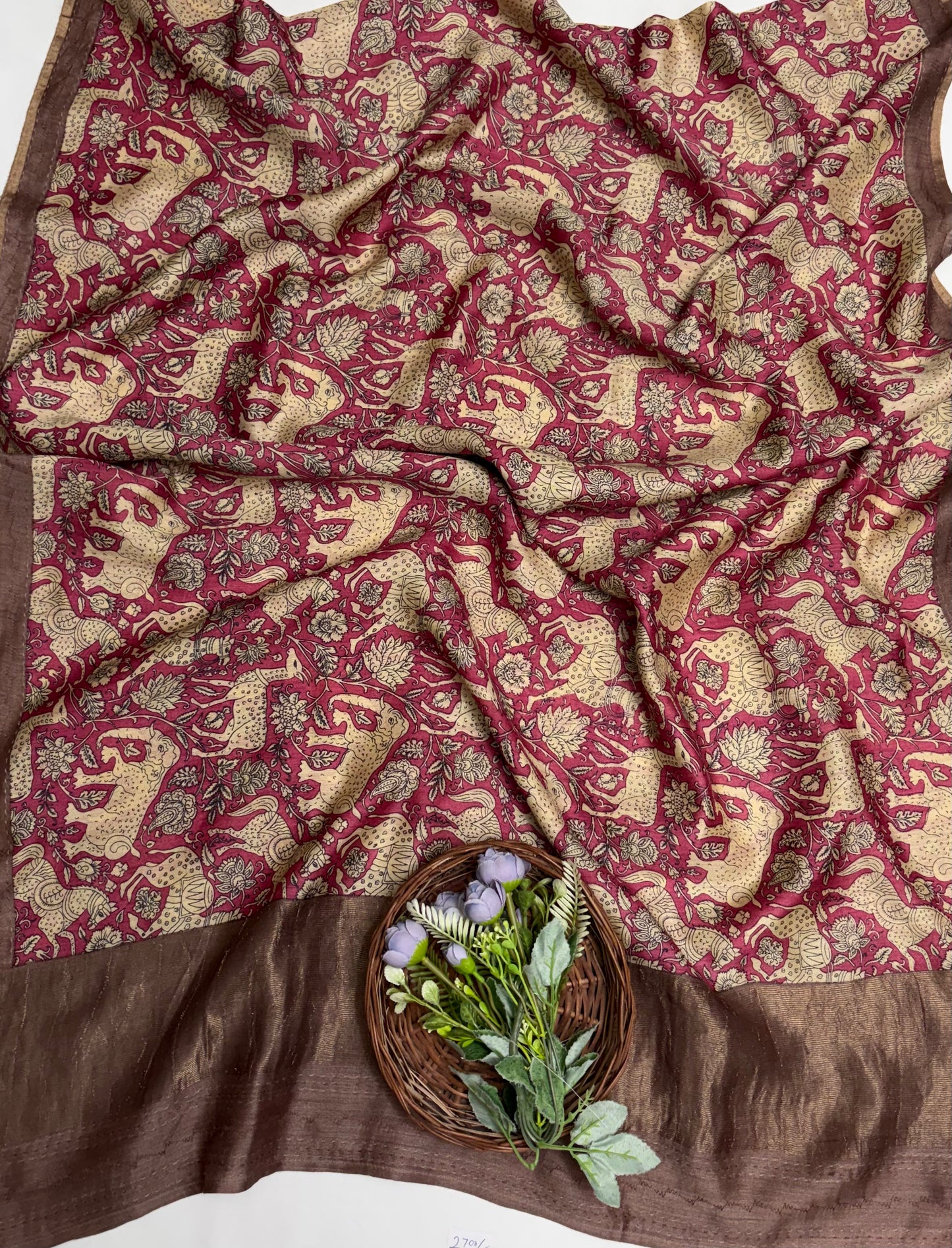 Pure Munga Silk Brown Suit Fabric / Banarasi Baithak